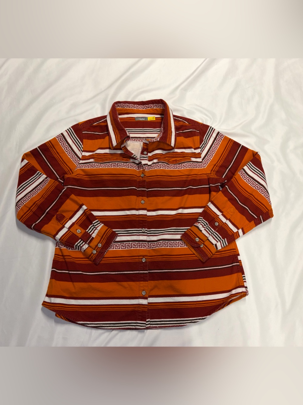 Cabela's Rust, Orange and White Striped Shirt Lot B